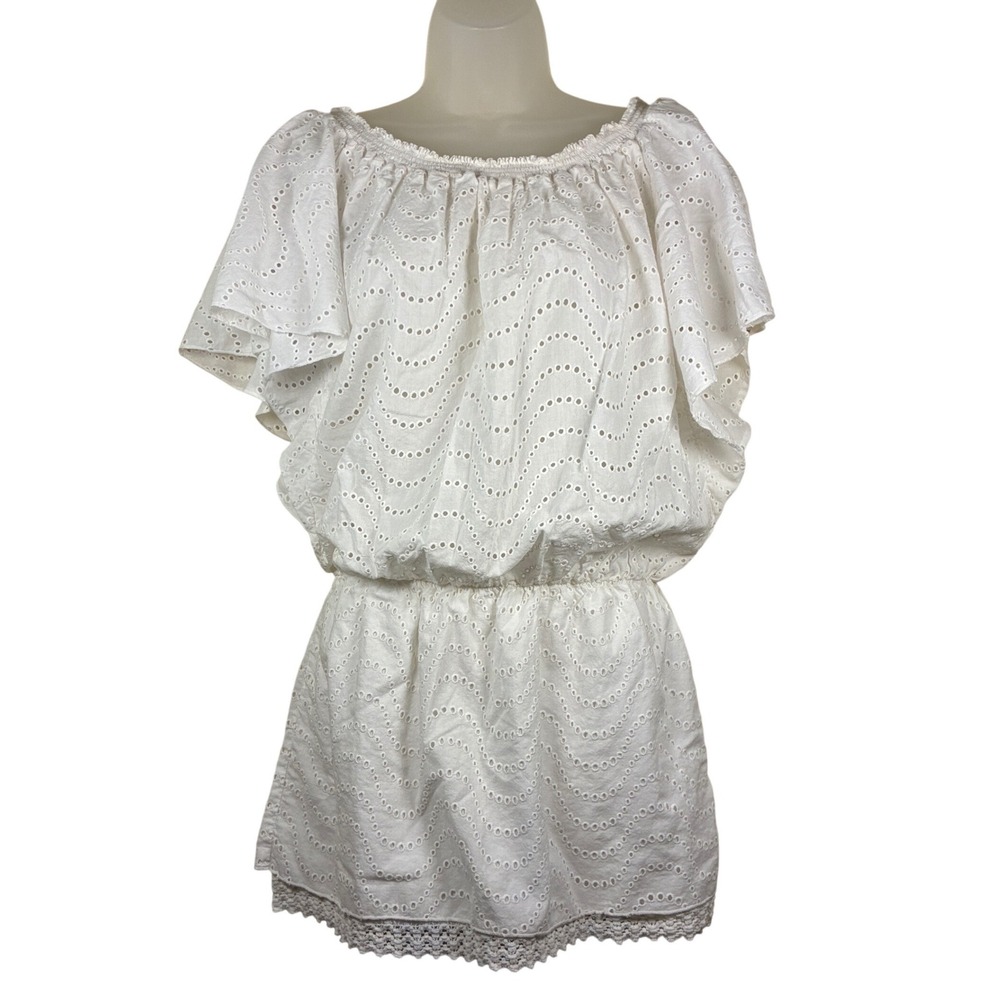 Melissa Odabash coverup mini dress Small white eyelet beachy coastal cruisewear